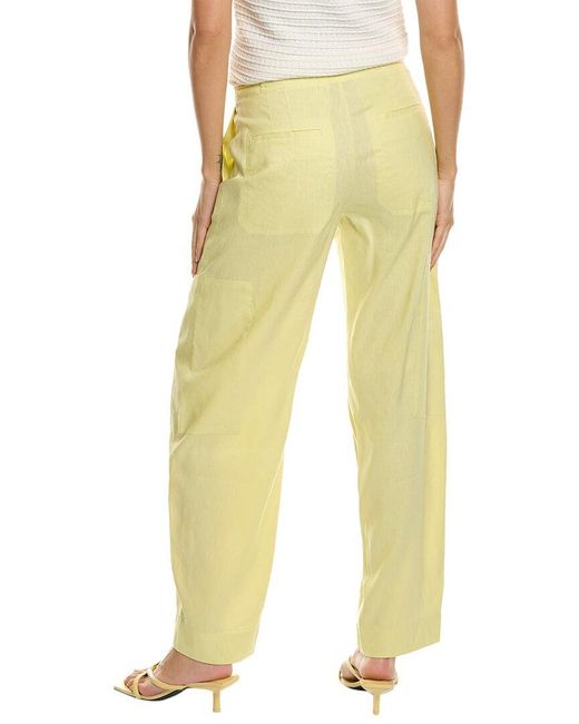 Vince Yellow High-waist Linen-blend Utility Trouser