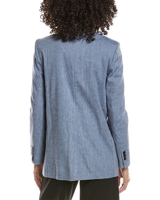 Theory Blue Boyfriend Linen-Blend Jacket