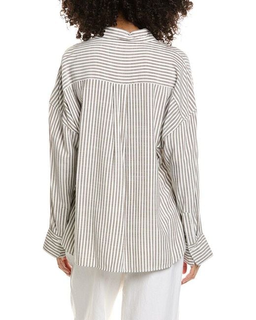 Max Studio Gray Oversized Button-Up Shirt