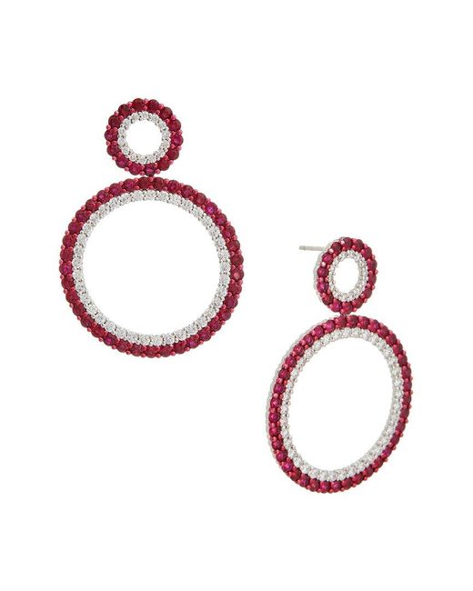 Maitre De Diamant Metallic 14K 11.05 Ct. Tw. Diamond & Ruby Earrings