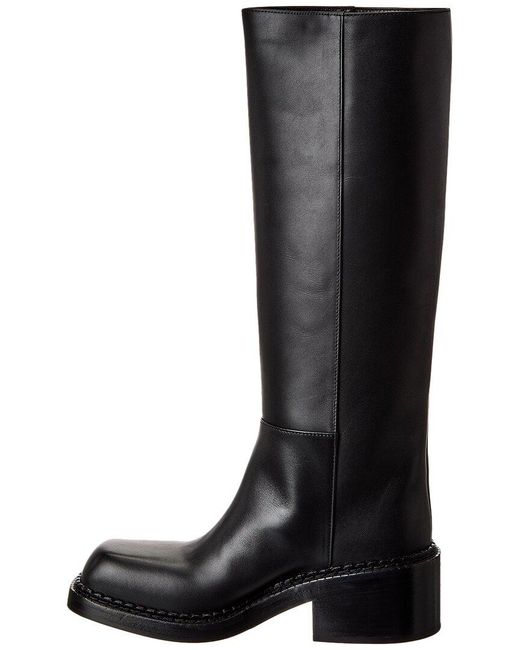 Prada Black Peggy Leather Knee-High Boot