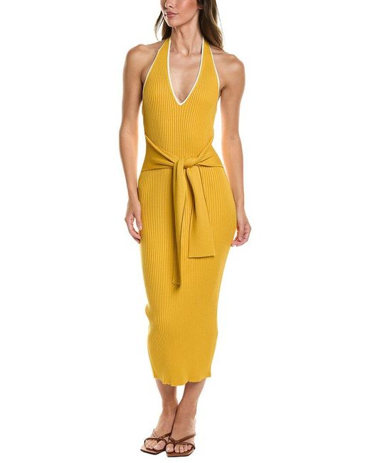 Toccin Yellow Allegra Halter Midi Dress