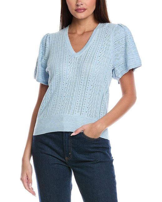 Isla Blue Madison Pointelle Top