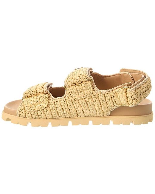 Prada Natural Brand-Plaque Chunky-Sole Woven Sandals