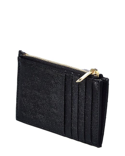 Saint Laurent Black Logo Plaque Leather Card Holder