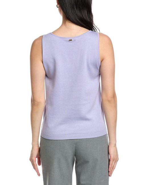 St. John Purple Scoop Neck Cashmere-Blend Tank