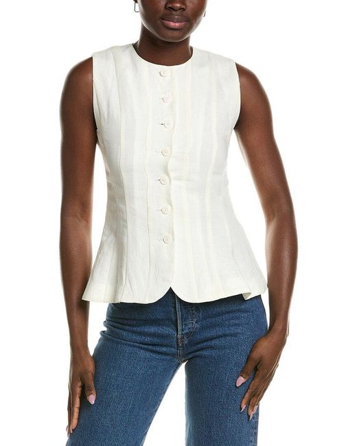 Emerson Fry White Iris Linen-Blend Top