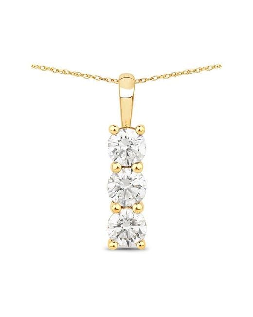 Diana M White Diana M 14K 1.02 Ct. Tw. Lab-Grown Diamond Three-Stone Pendant