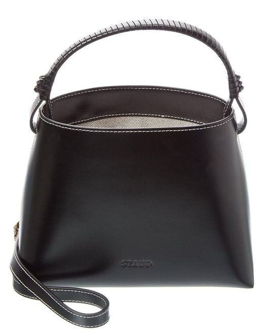 Staud Black Tellie Leather Shoulder Bag With Strap