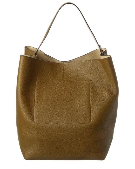 Totême Brown Belted Grained Leather Tote