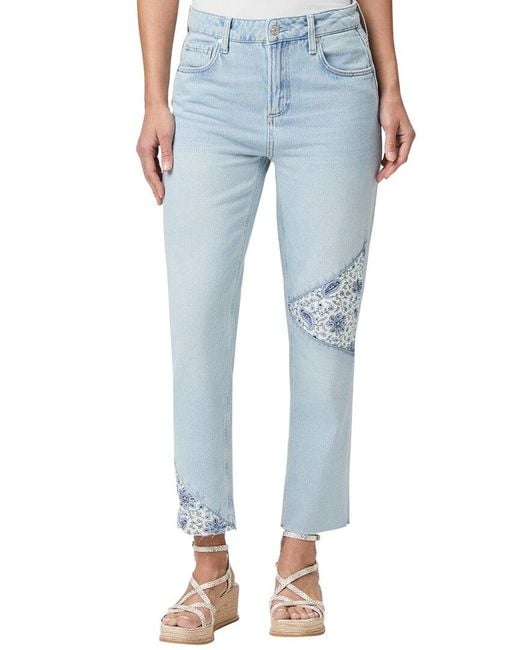 PAIGE Blue Noella Brenna Distressed Relaxed Straight Leg Jean