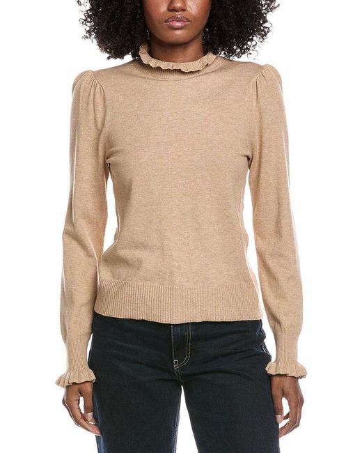 Cece Black Ruffle Mock Neck Sweater