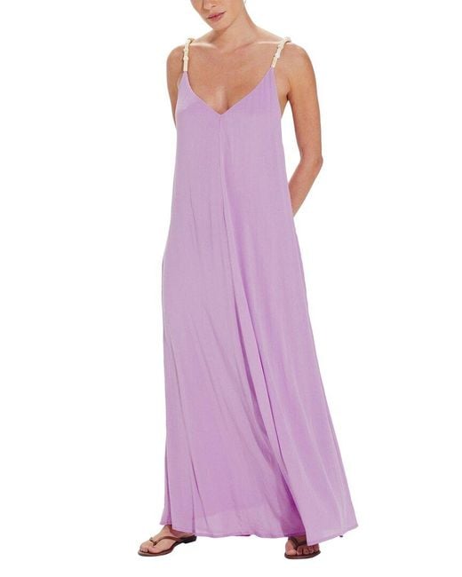 ViX Purple Solid Lilly Long Cover Up