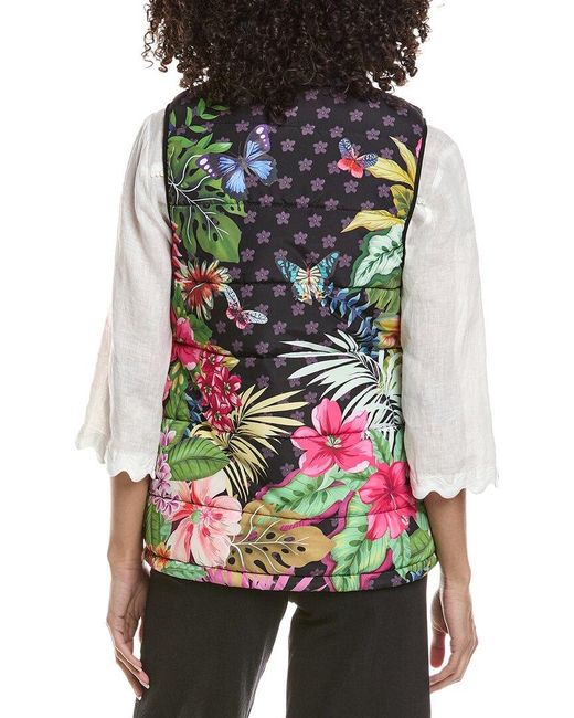 Johnny Was Green Puffer Reversible Vest