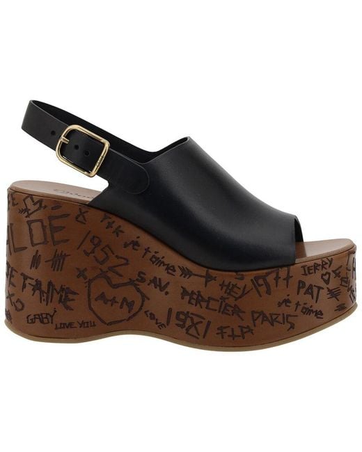 Chloé Black Maxime Leather-Trim Sandal