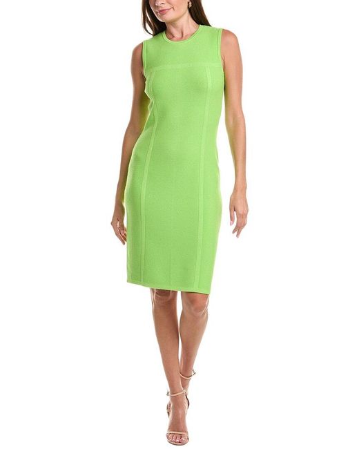 St. John Green Pique Crew Dress