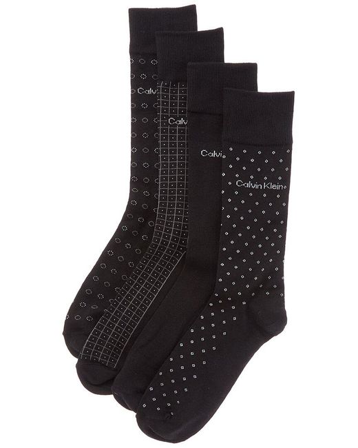 Calvin Klein Black 4Pk Flatknit Dress Crew Socks for men