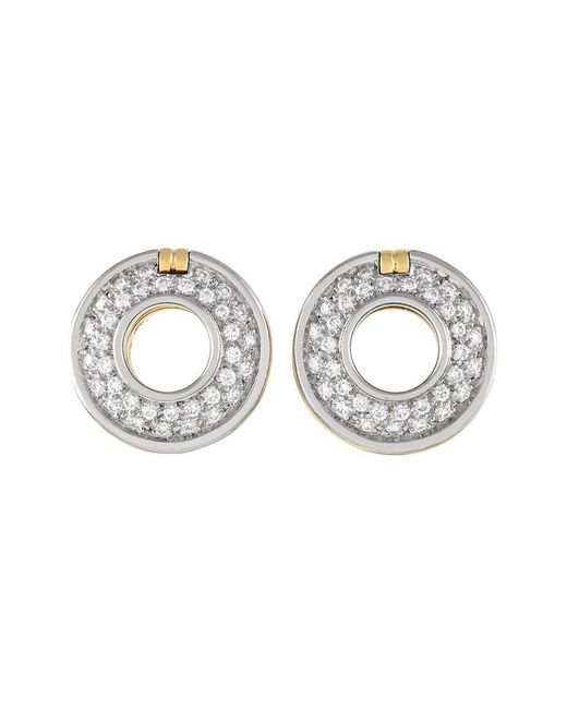 Tiffany & Co Metallic 18K Two-Tone 0.35 Ct. Tw. Diamond Earrings (Authentic Pre-Owned)