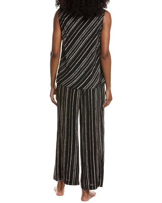 Natori Black 2Pc Tate Silk-Blend Pajama Set