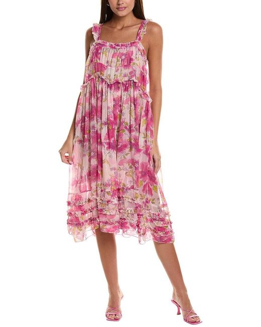 Free People Red Moon Phase Printed Midi Dress