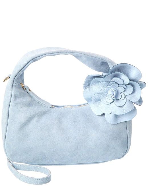 Isabella Rossetti Blue Fluer 27 Suede Shoulder Bag