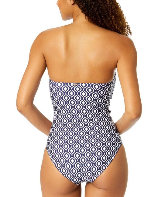 Anne Cole Blue Twist Front Strapless One-Piece
