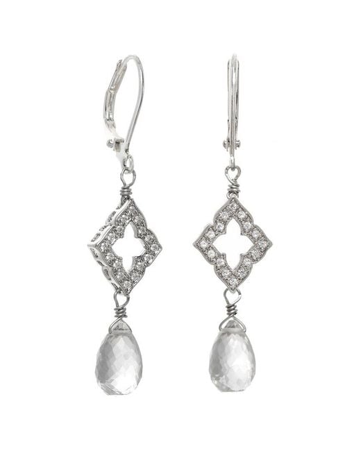 Rachel Reinhardt Jewelry White Cz Clover Earrings