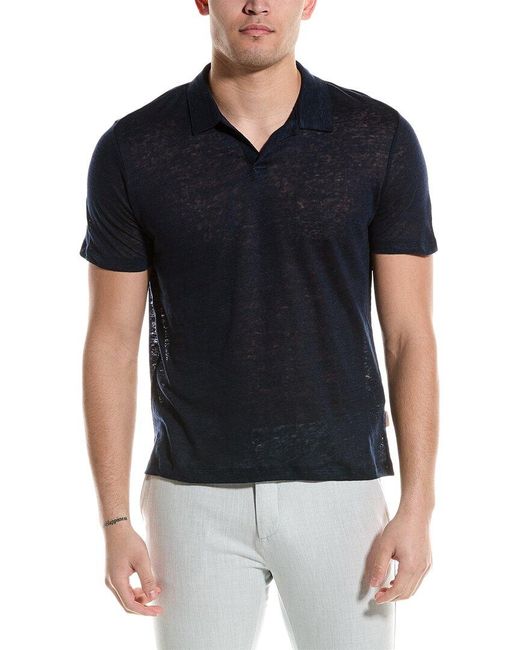 Onia Black Shaun Linen Polo Shirt for men