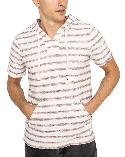 Sol Angeles White Stripe Boucle Poncho for men