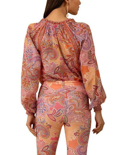 Hale Bob Red Silk-Blend Mallory Blouse