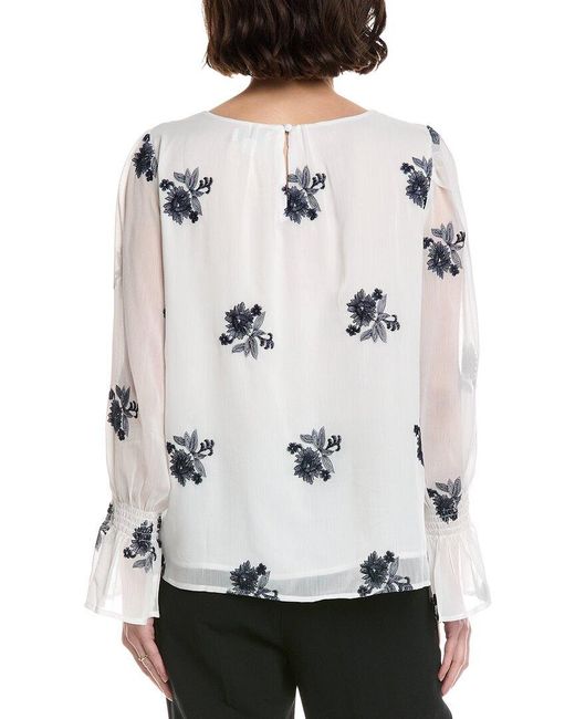 Cece Gray Smocked Cuff Blouse