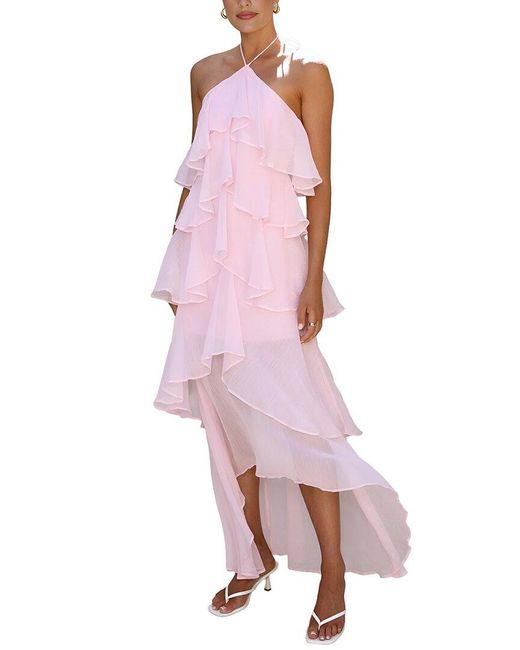 CAMILA BLANCO Pink Solid Maxi Dress