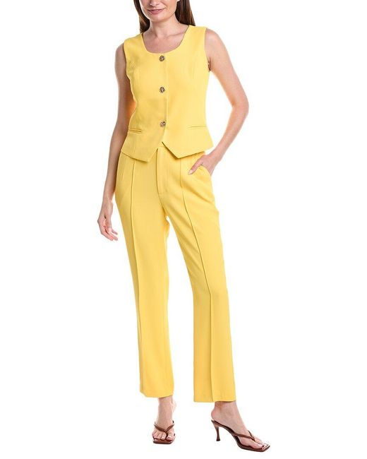 Pascale La Mode Yellow 2Pc Vest & Pant Suit