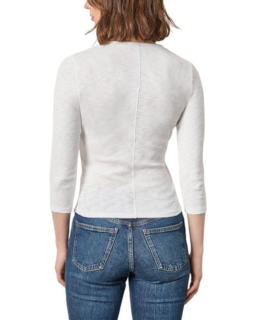 Lilla P White Ribbed Slub 3/4 Sleeve Surplice