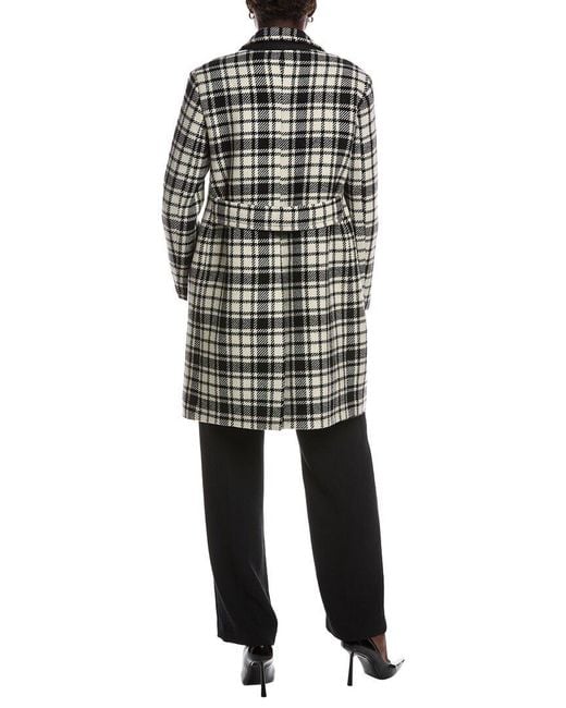 Miu Miu Black Checked Wool-Blend Coat