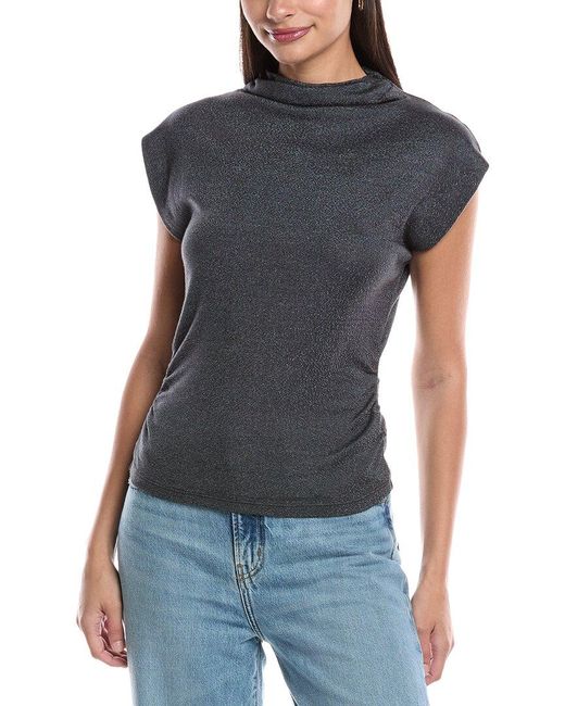 Michael Stars Blue Reese Power Shoulder Top