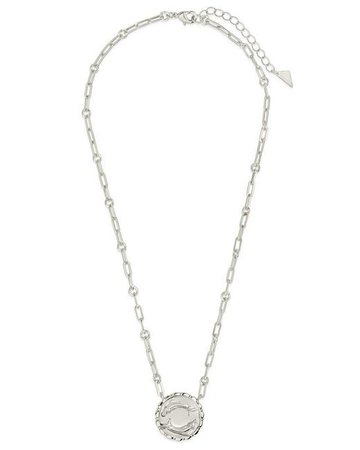 Sterling Forever White Rhodium Plated Cz Bold Link Pisces Zodiac Necklace
