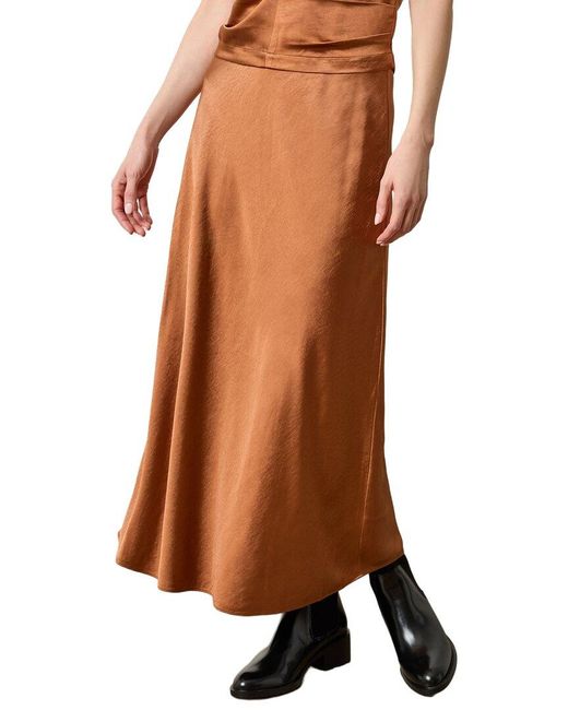 Lilla P Brown Satin Bias Maxi Skirt