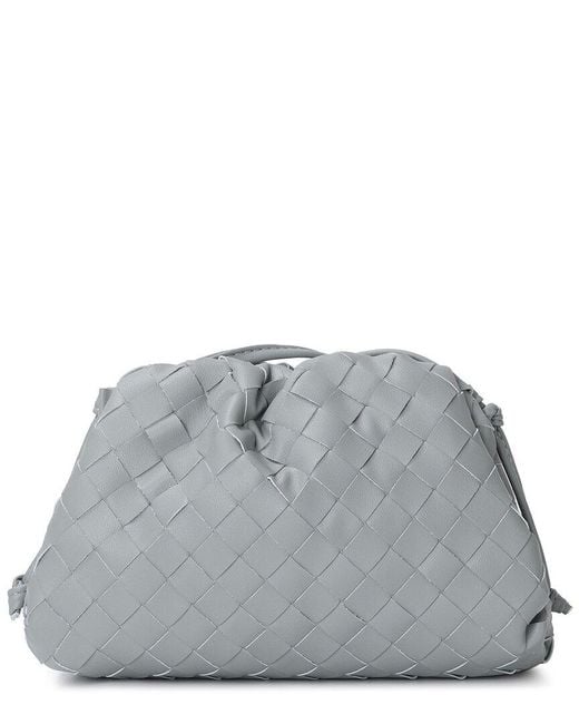 Tiffany & Fred Paris Gray Woven Leather Pouch Shoulder Bag
