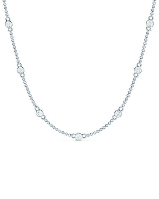 Lab Grown Diamonds Metallic 14K 0.25 Ct. Tw. Lab-Grown Diamond Station Necklace