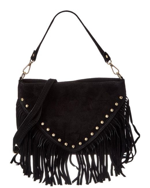 Isabella Rossetti Black Celia27 Studded Fringe Leather Shoulder Bag