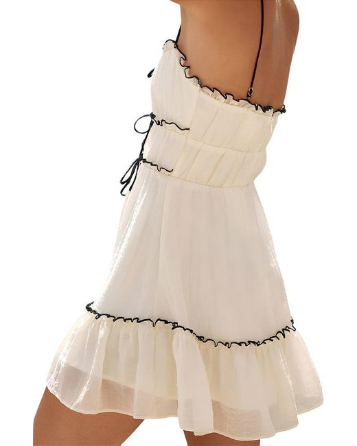 Linda Charm Natural Solid Mini Dress