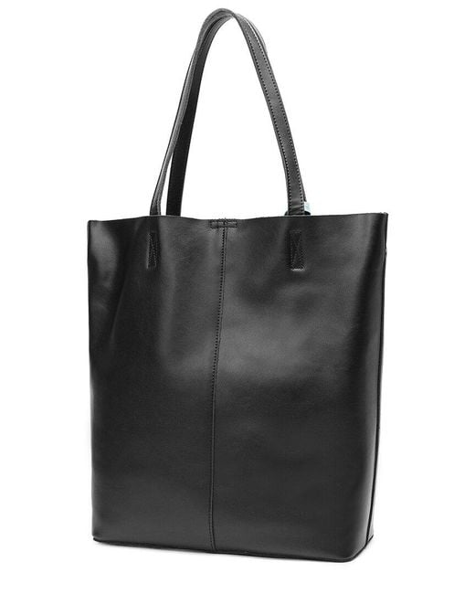 Tiffany & Fred Paris Black Smooth Leather Tote
