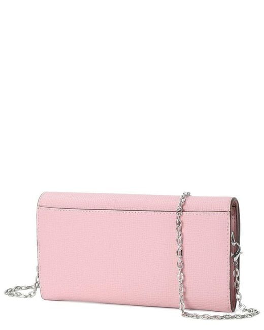 Tiffany & Fred Paris Pink Saffiano Leather Crossbody Wallet/Clutch