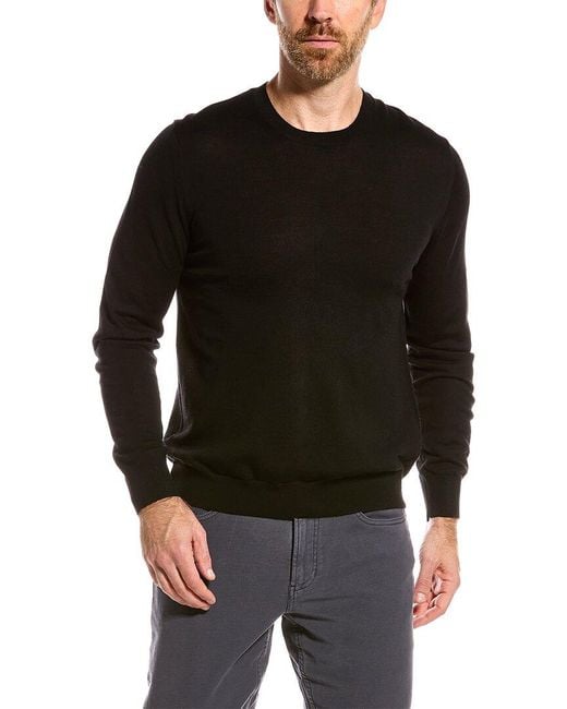 Vince Merino Wool Crewneck Sweater in Black for Men | Lyst