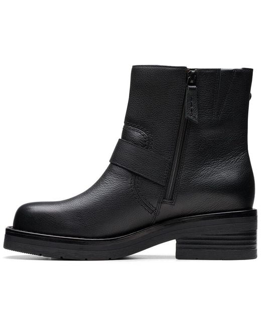 Clarks Black Rebelle Buckle Leather Boot