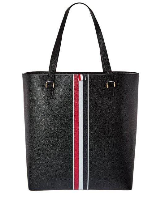 Thom Browne Black Leather Tote for men