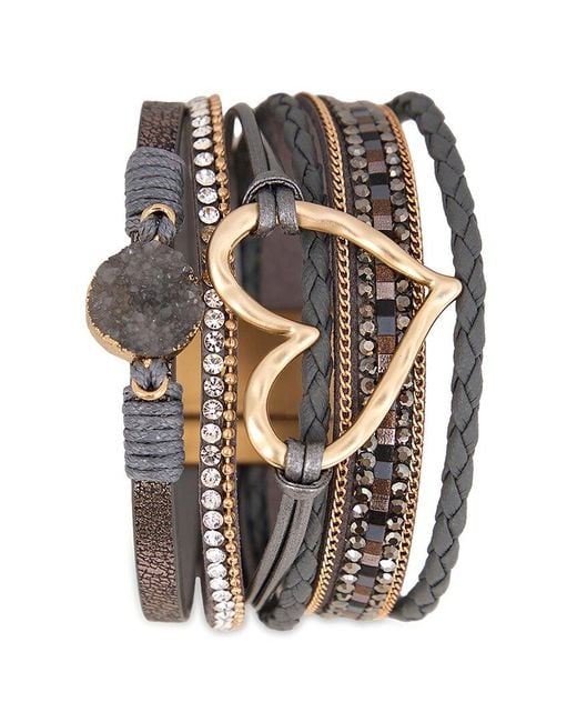 Saachi White Golden Heart Druzy Bracelet