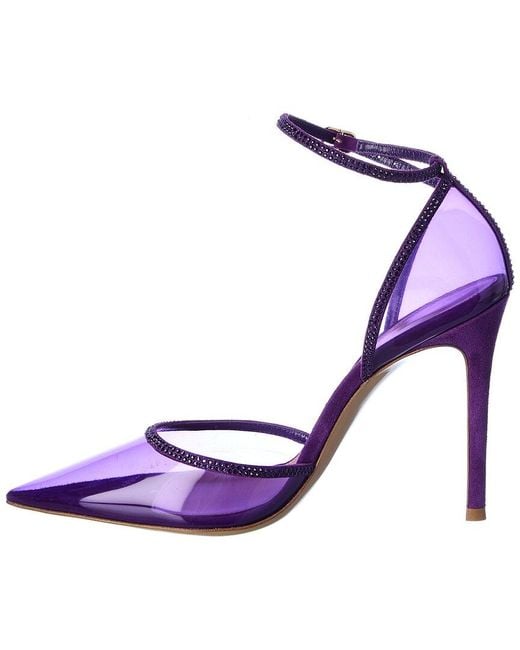 Gianvito Rossi Purple 105 Suede-Trim Pump