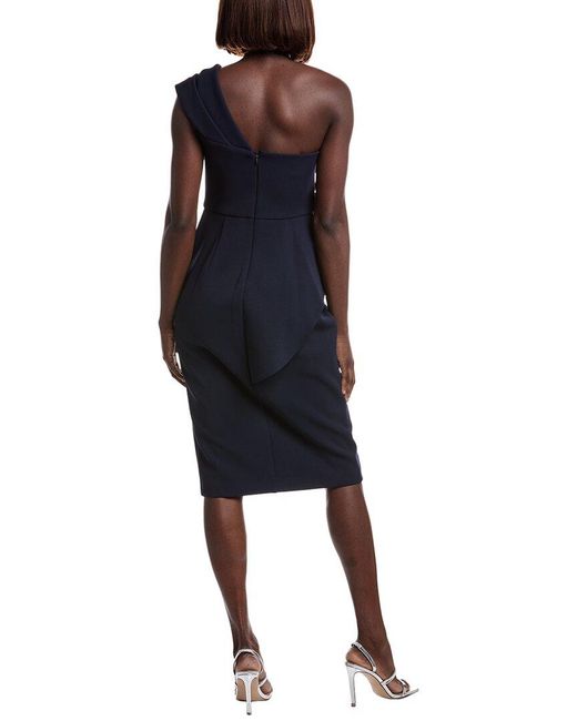 Aidan Mattox Blue Bonded Crepe Midi Dress